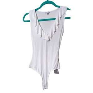 GUESS Franco Ruffled Top White Lava XS